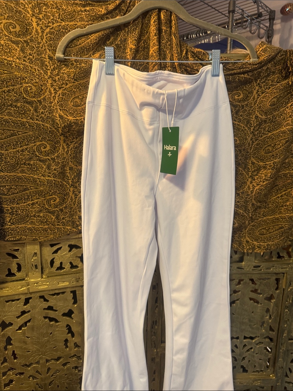 HALARA White High-Rise Wide Leg Pants open front